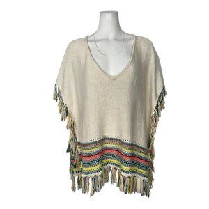 Roxy Serene Morning Fringed Poncho Tunic XS/S Swim Coverup